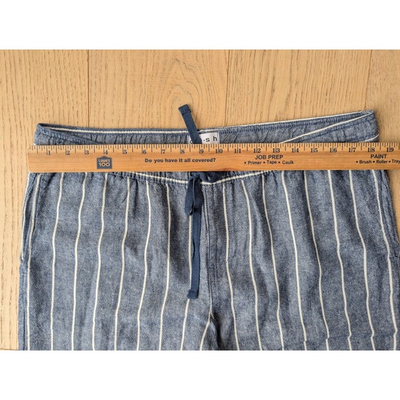 Dash Women's Striped Linen Blend wide leg Cropped Capri pull on‎ Pants Size L - Picture 4 of 10